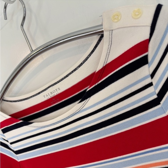 Talbots Petites Multicolor Horizontal Striped Long Sleeve Dress Size Medium - Picture 3 of 8